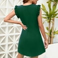 thumbnail image 5 of BLVB Women's Summer Ruffle Sleeve Mini Dress Crewneck Casual Mini Dresses Elegant Solid Color Tunic Dress, 5 of 5