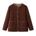 thumbnail image 2 of YueHuiYing Womens Shacket Jacket Lined Jackets Oversized Button Up Fleece Hooded Warm Coat, 2 of 9