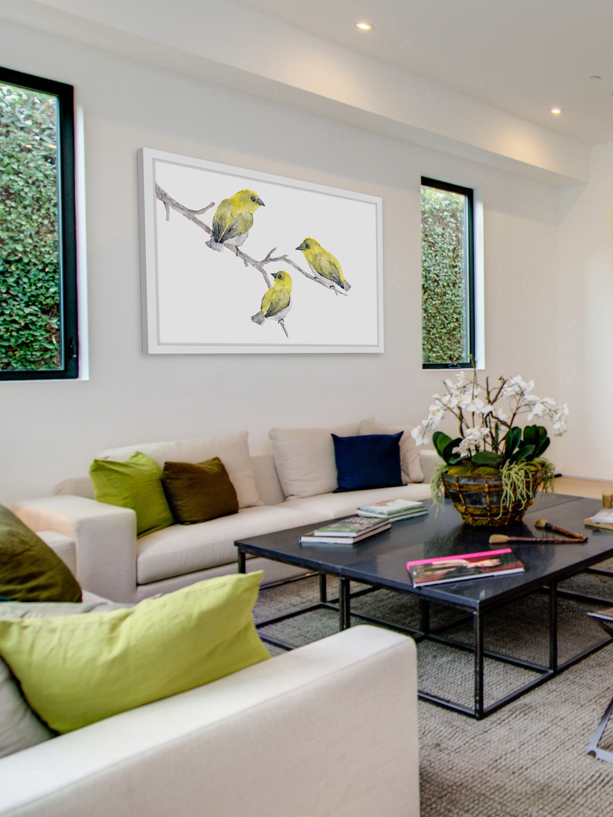 "Yellow Birds" Framed Painting Print