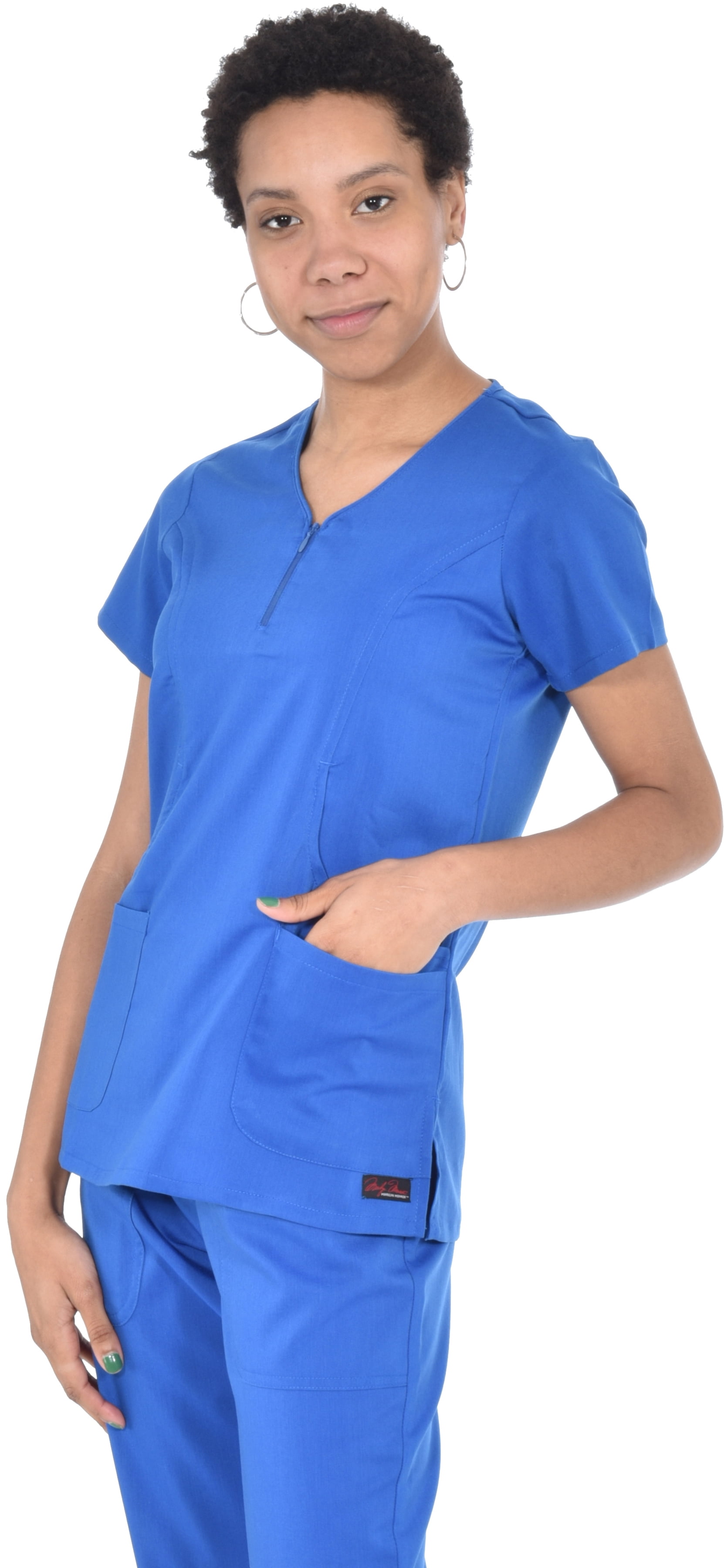 Medichic Marilyn Monroe by MediChic Women's Solid Stretch Zip Neck