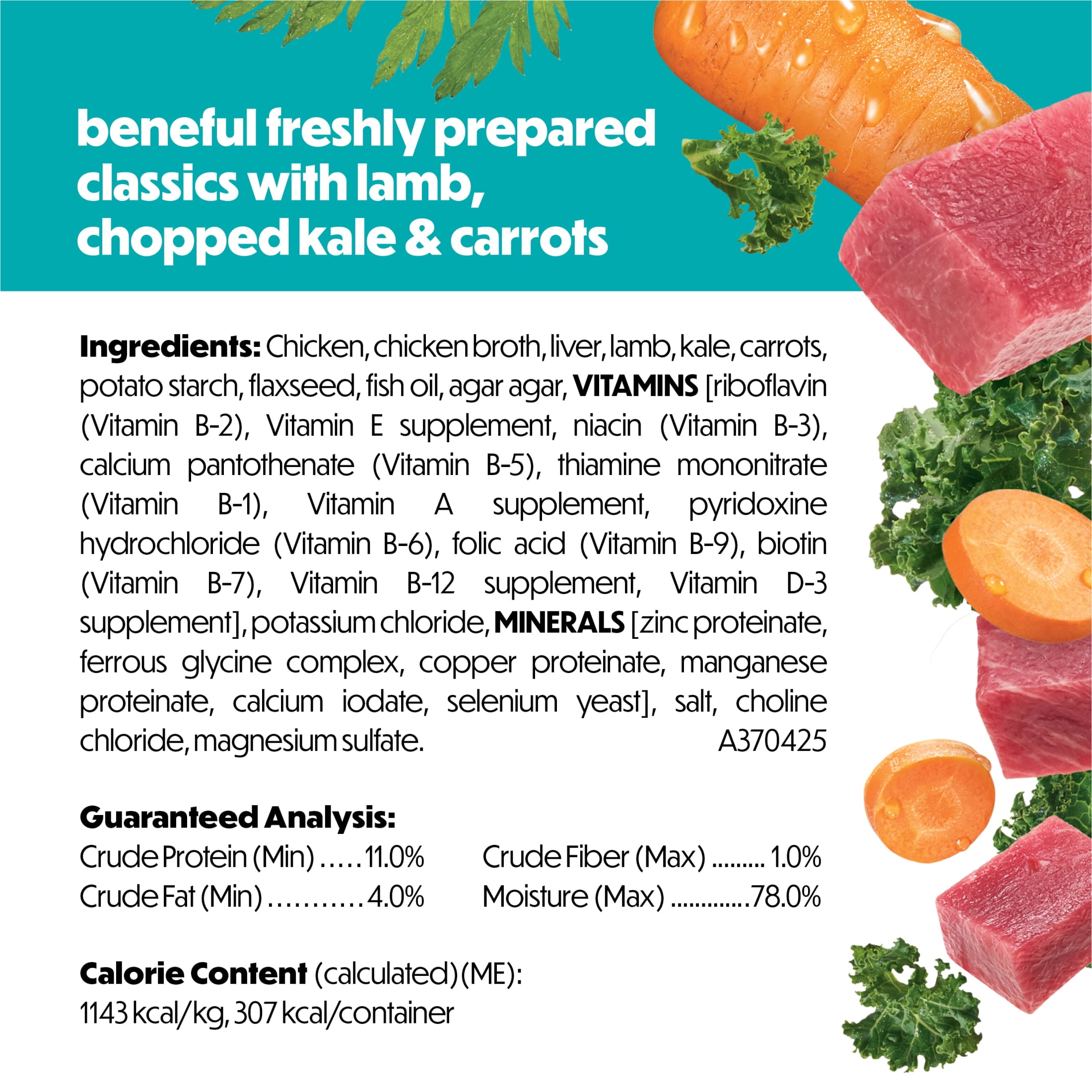 Purina Beneful Freshly Prepared Classics Lamb Flavor Wet Dog Food, 9.5 oz Carton