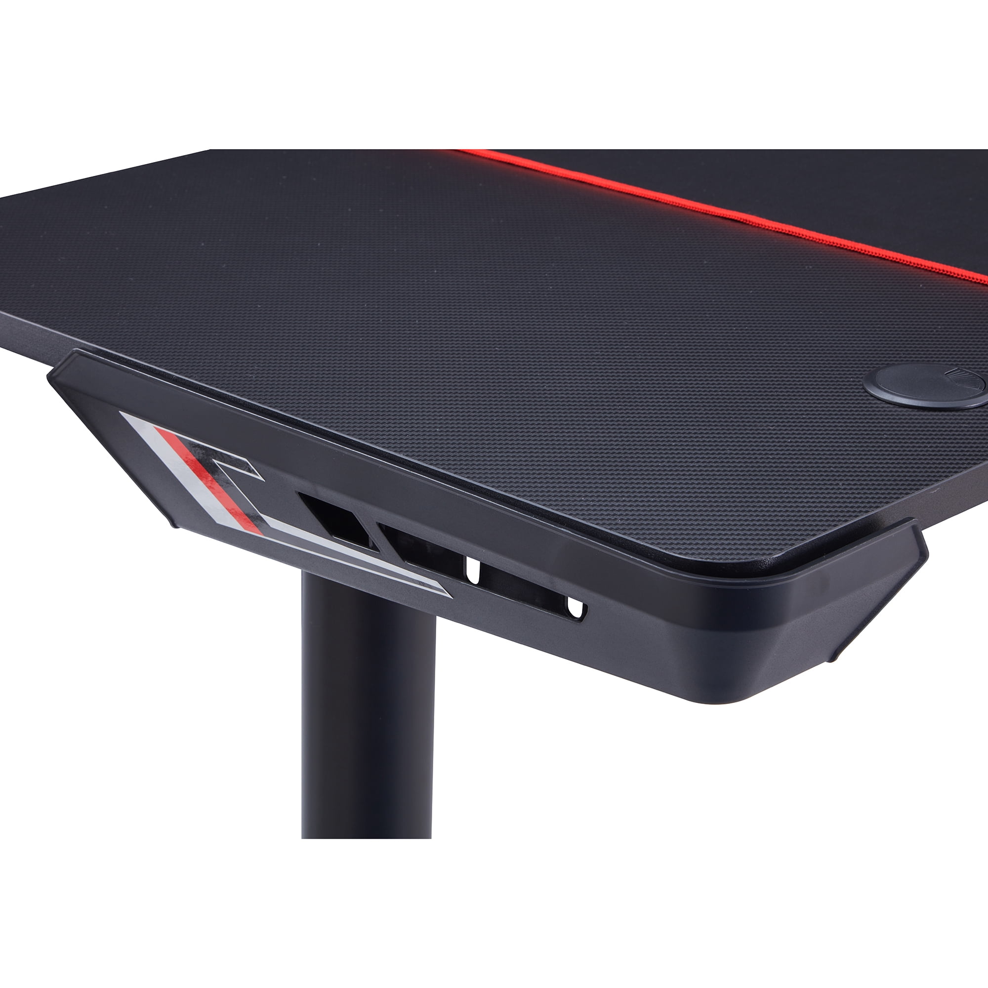 Furniture of America Denhu Metal Gaming Desk with Outlets, Black