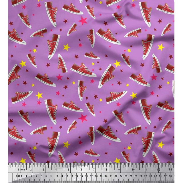 Soimoi Georgette Viscose Tissu Star & Chaussures Mode Tissu Imprimé 1 Yard 42 Inch Wide