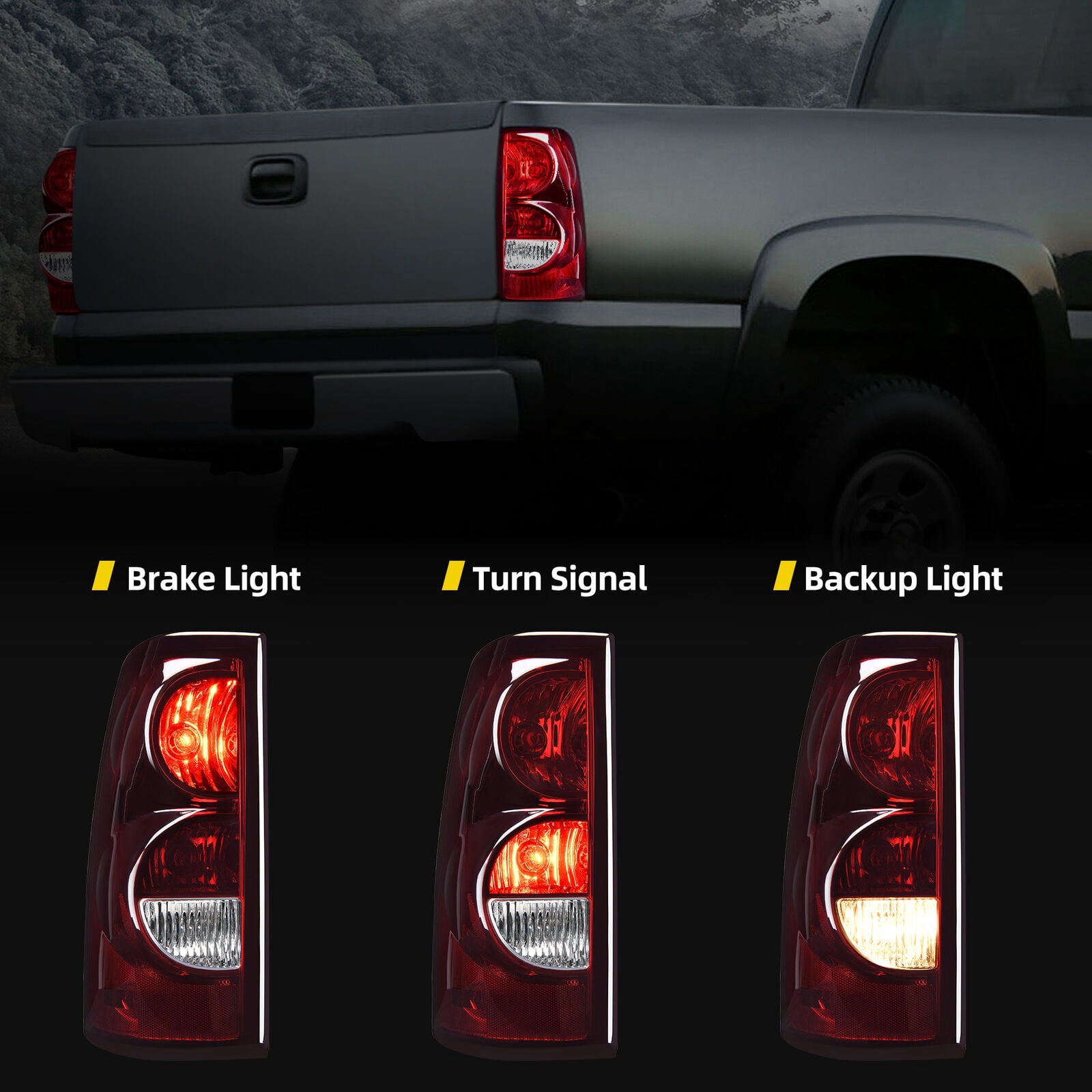 Ledkingdomus Pair Tail Lights For 2003-2006 Chevrolet Silverado 1500 2500 HD Rear Brake Lamps