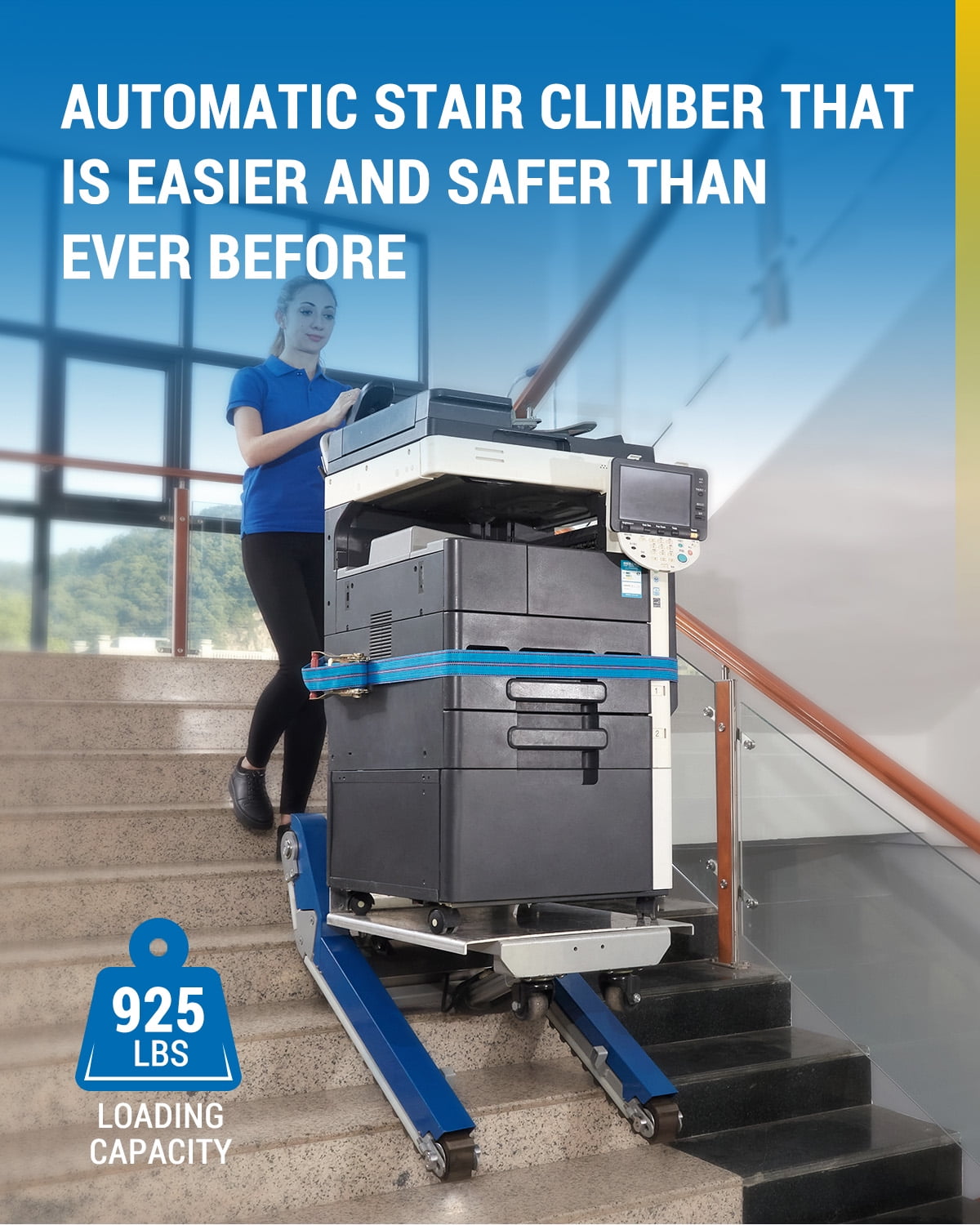 XSTO CT420SC Heavy Duty Stair Climbing Hand Truck Dolly, 925 lbs Capacity with Support Wheels and 2 Motors