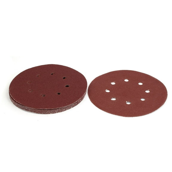60 Grit 8 Hole 7" Diameter Sandpaper Hook Loop Sanding Disc 10 Pcs