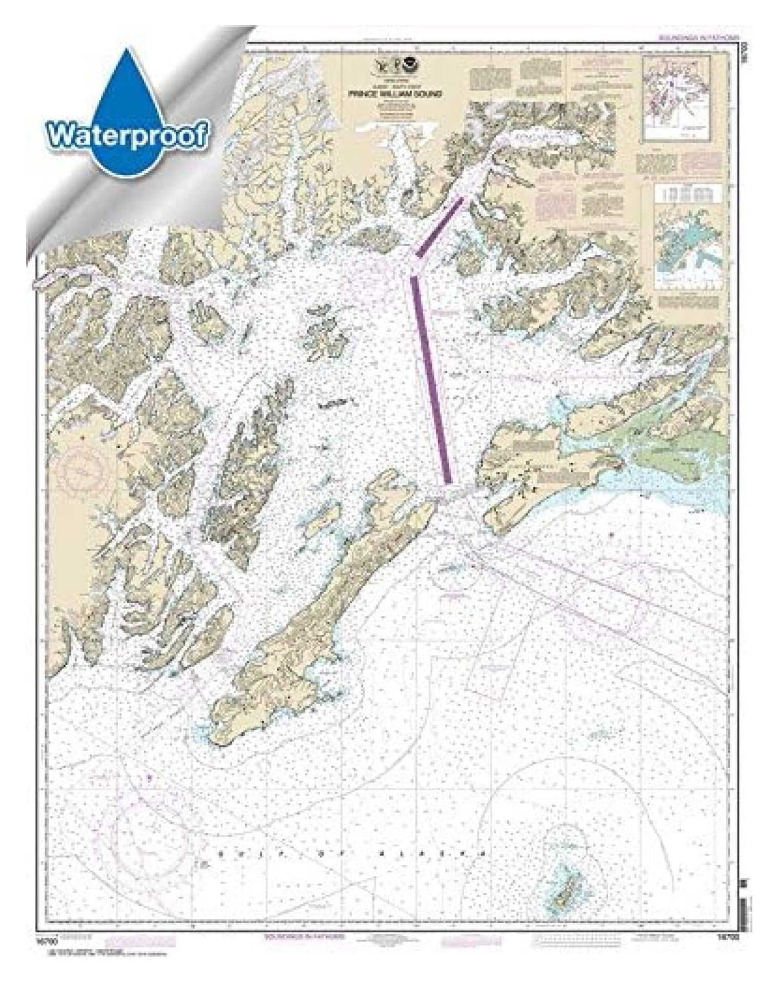 Nautical Chart 16700: William Sound 35.6 x 45.8 inches (Waterproof, Full Color, Premium Glossy)