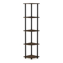 Furinno Turn-N-Tube 11.6 W x 11.6 D x 57.7 H 5-Shelf Decorative Shelves, Walnut and Black