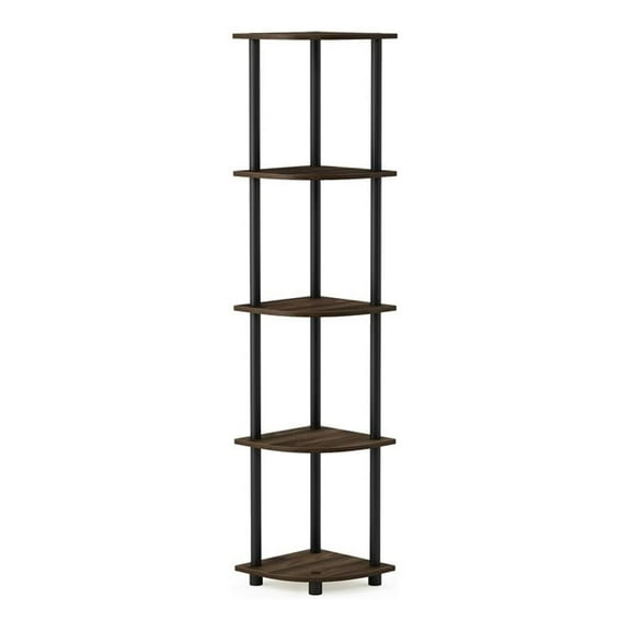 Furinno Turn-N-Tube 11.6 W x 11.6 D x 57.7 H 5-Shelf Decorative Shelves, Walnut and Black