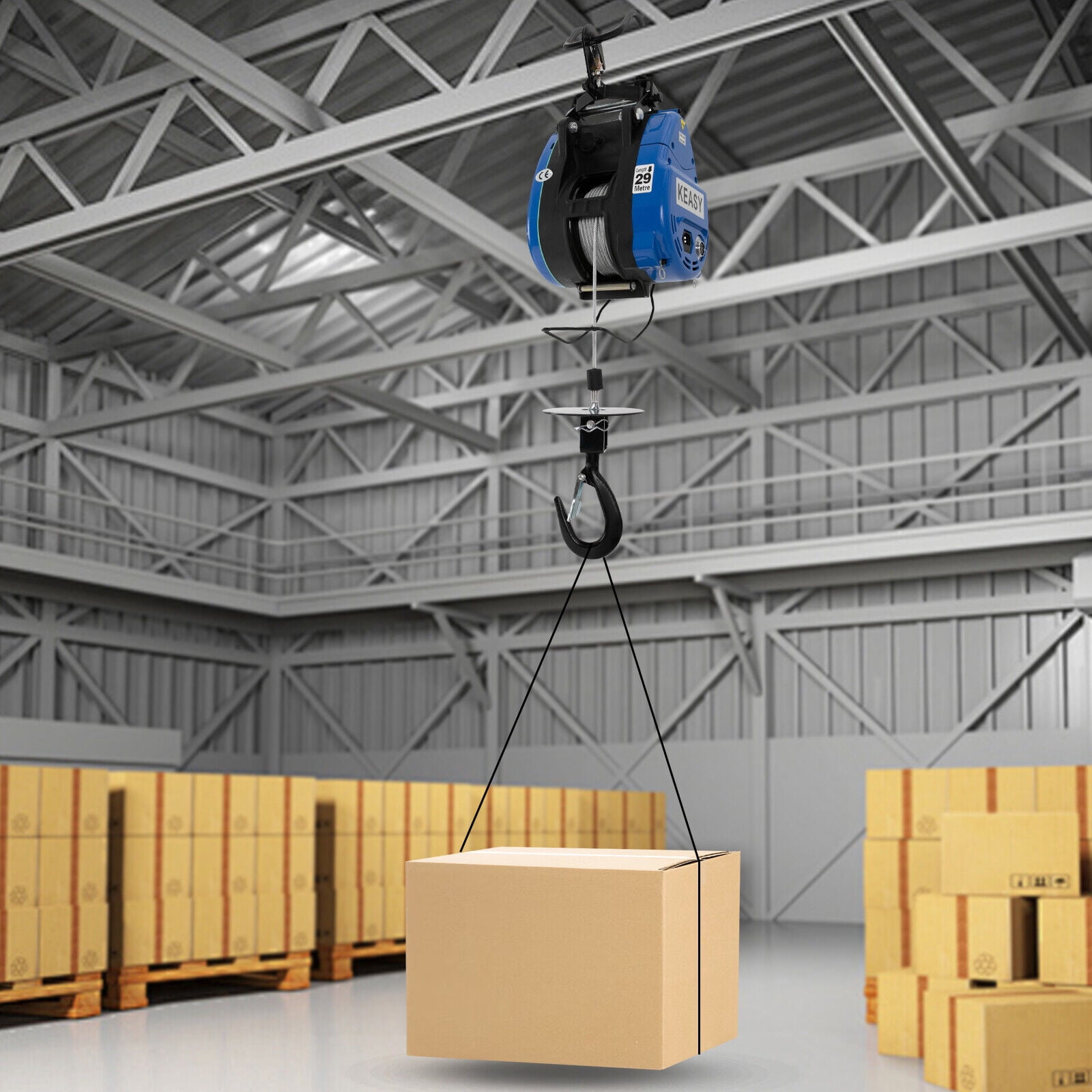 Portable Electric Hoist Lift, 551lb Electric Hoist with Wireless Remote Control & Control Handle, Lifting Speed 62.34ft/min Al-Alloy Cased Hoist Crane Winch, Electric Winch (Blue - 110V )
