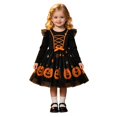 thumbnail image 2 of Angala Performance Dress For Girls Long Sleeve Crew Neck Pumpkin Print Girls Halloween Dresses, 2 of 9