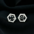 thumbnail image 3 of Rosec Jewels Minimal Stud Earrings with Black Spinel and Diamond for Women - AAA Grade, 925 Sterling Silver, 3 of 8