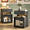 Black, variant on Winkalon Farmhouse Nightstand with Charging Station and Sliding Drawer, Rustic Wood Bed Side Tables with Open Storage Shelf, Bedroom Living Room,Black