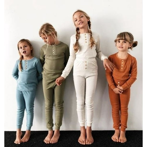 Enfants Enfant Garçon Garçon Casual Manches Longues Doux Pyjamas Vêtements de Nuit 2pcs Ensembles