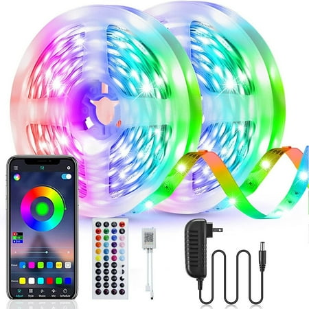 

100FT 540LEDs 5050 RGB LED Strip Lights Music Sync Color Changing with Remote and Bluetooth Smart Phone App Control Flexible LED Lighting for Room Home Bedroom Bar TV Party DIY Decoration DC 12V