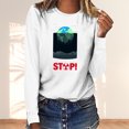 thumbnail image 2 of RKSTN Sweat-Shirt pour Femmes Mode Automne Léger Couleur Unie Manches Longues Col Rond Imprimé Pollution Marine, 2 of 4