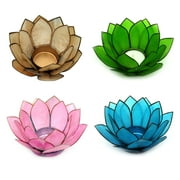 Things2Die4 Colorful Capiz Shell Lotus Flower Tealight Candle Holders (Set of 4)