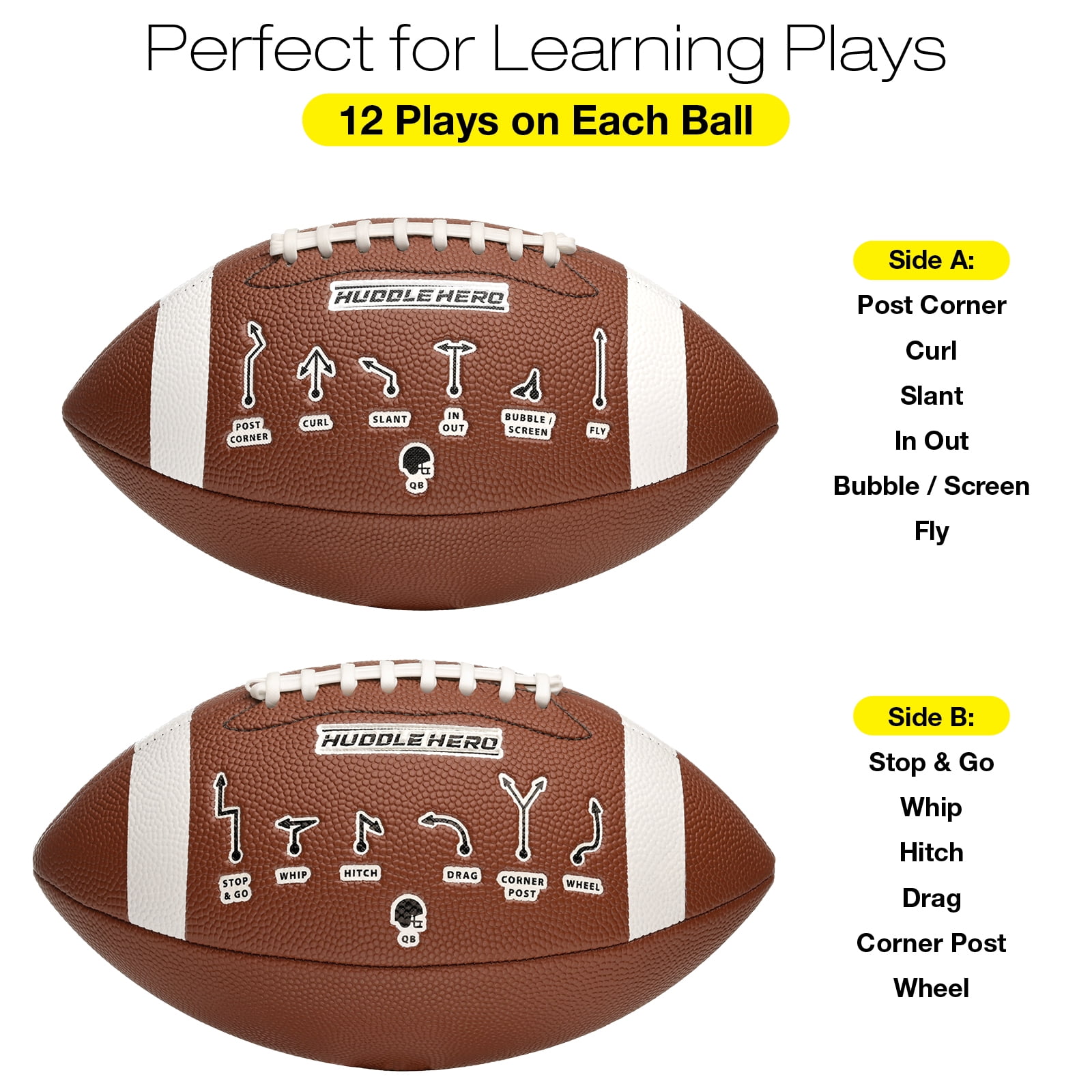 Xcello Sports Huddle Hero Mini Football 2-Pack w/ Pump (Black and Brown) - XS-FB-MINIHH-1