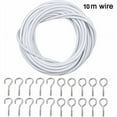 thumbnail image 1 of Câble de Rideau Blanc de 10 m, Corde Métallique pour Rideau, Câbles de Rideau avec 20 Paires de Crochets et Oeillets pour Tringles à Rideaux et Photo,, 1 of 5