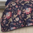 thumbnail image 4 of Navy Blue Floral Bedspread Set Queen Size 3-Piece Reversible Navy Quilt Set, 4 of 4