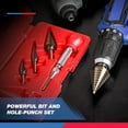 thumbnail image 5 of Neiko 10169A Step Drill Bit Set and Automatic Center Punch | 5 Piece, 41 SAE Sizes Total, 1/8” – 1-3/8” | Titanium High Speed Steel Unibit, Stepper Cone Drill Bit | Two Flute Step Down Bits, 5 of 5