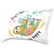 Wellsay Happy Lazy Sloth Velvet Oblong Lumbar Plush Throw Pillow Cover/Shams Cushion Case - 20x36in - Decorative Invisible Zipper Design for Couch Sofa Pillowcase Only