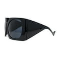 thumbnail image 3 of Womens XL Oversized Rectangular Thick Arm Wrap Around Plastic Sunglasses All Black, 3 of 4