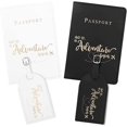 thumbnail image 1 of 2 estuches para pasaporte y 2 etiquetas de equipaje (blanco y negro), estuche para pasaporte de cuero de PU, estuche para billetera de viaje, pasaporte, tarjeta de crédito, tarjeta de presentación, o, 1 of 5