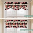 thumbnail image 3 of Tie Up Valance for Windows Pink Peony Rose Curtains Valances Rod Pocket Valance Window Treatments Floral Black Stripes Linen Balloon Curtains for Kitchen Living Room Bedroom Bathroom 42x12 Inch, 3 of 9