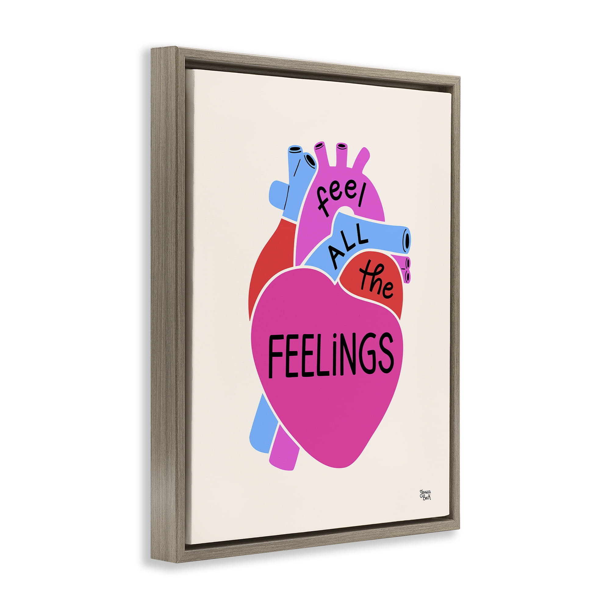 Stupell Industries Feel All The Feelings Text & Numbers Painting Brown Floater Framed Canvas Art Print Wall Art, 17 x 21