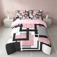 thumbnail image 3 of Homewish Modern Geometric Twin Bedding, Pink White Black Bedding Comforter Set, Pink Reversible, 7 Pieces, 3 of 7