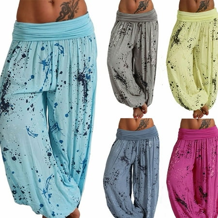 Women's Fashion Long Pant Loose Baggy Harem Sport Pants Trousers Boho Style Print Beach Slight