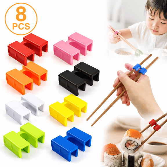 Ustris 8 Pairs Reusable Chopsticks Helpers Training Chopstick for Beginner Replaceable Practice Chopsticks Chopstick Trainers for Adults Chopstick Hinges Connector Non-Slip Chopstick Trainer Learner