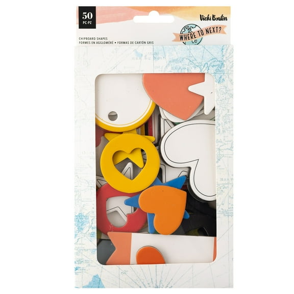 Vicki Boutin Where To Next Mixed Chipboard Shapes-50/Pkg