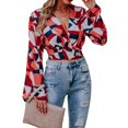thumbnail image 3 of TRKIYQC Blusas de Manga Larga para Mujer, Floral/Geometría/Blusa de Cuello en V con Estampado de Leopardo, Tops Simples Elegantes Informales TRKIYQC casual, 3 of 9