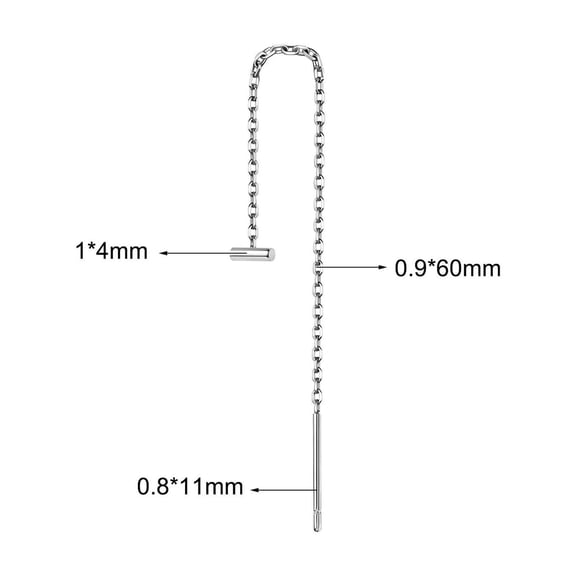 QQTDFG 1 Pair Stainless Steel Ear Thread Through Threader Earrings Drop Earring Jewelry-Style2-60mm (1pair)