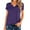 A - Purple, variant on Women V Neck Short Sleeve Front Pocket T-Shirt, S