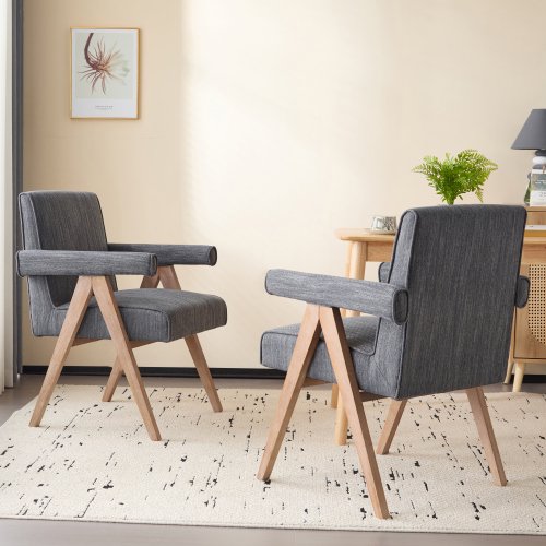 Sillón de comedor de tela de amapola