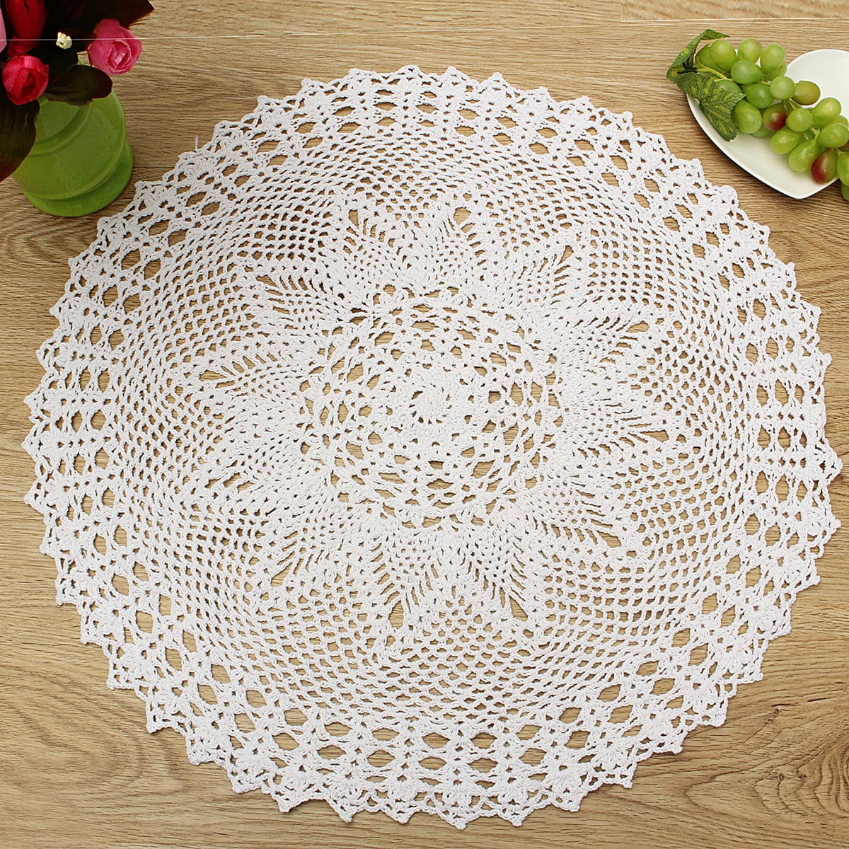 Handmade Crochet Doilies Lace Flower Tablecloth Cotton Doily Placemats