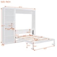 thumbnail image 5 of Full Size Murphy Bed Wall Bed with  Side Cabinet Storage Shelves, Wood Foldable Platform Bed Vertical Wall for Bedroom Guest Room Home Office, White, 5 of 8