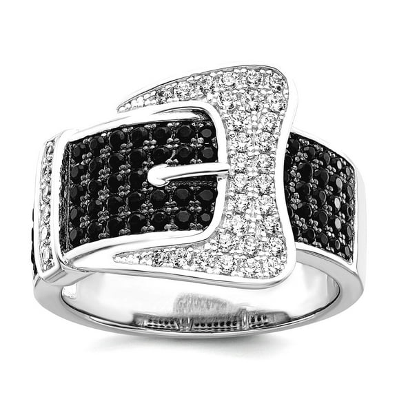 925 Sterling Silver and Cubic Zirconia Brilliant Embers Buckle Ring Size 7 Ring for Women