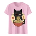 thumbnail image 4 of Womens Anime Cat Ramen Graphic T-Shirts Japanese Funny Graphic Short Sleeve Tees Kawaii Cat Anime Gifts Tops, 4 of 5