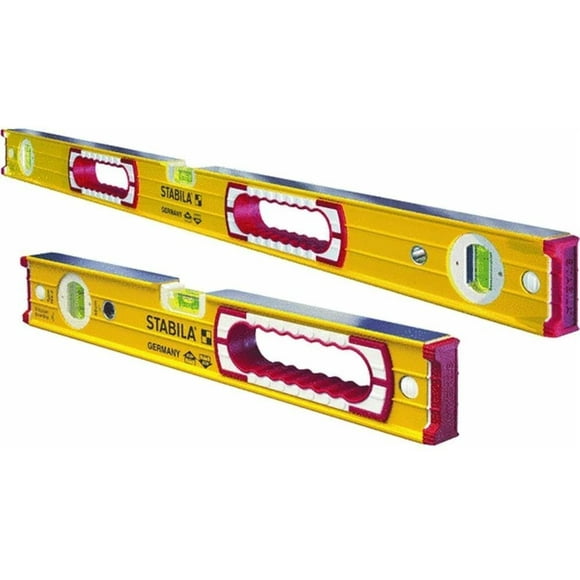 Stabila 37816 48-Inch and 16-Inch Aluminum Box Beam Level Set, Yellow