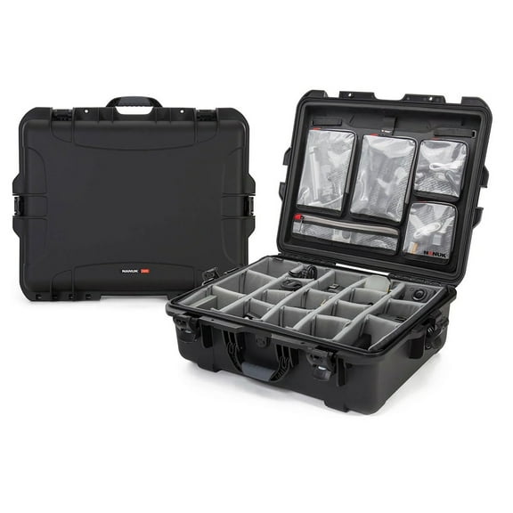 Nanuk 945 Waterproof Hard Case with 5-Pocket Lid Organizer and Padded Divider for Camera, Black