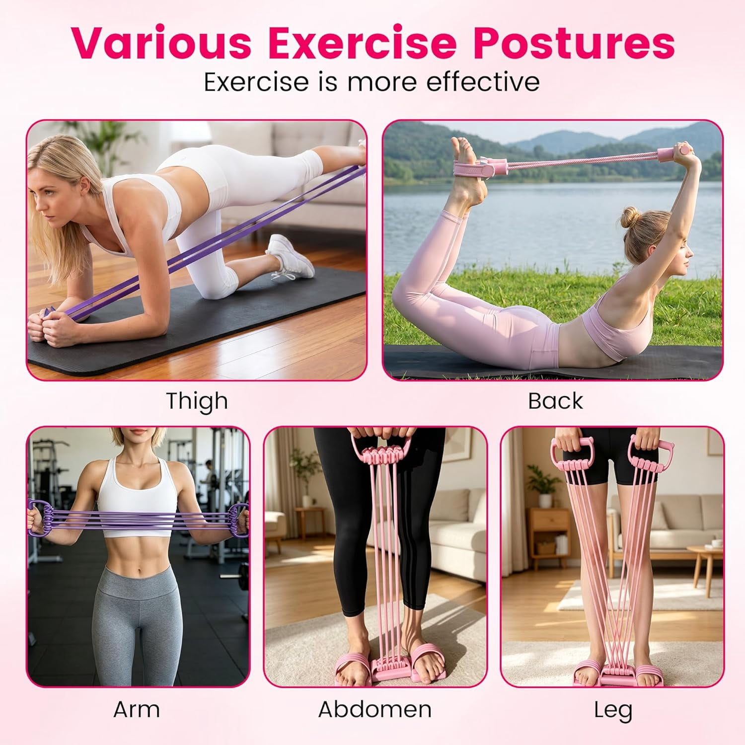 Pedal Resistance Band with Handle, 2026 New Upgraded 8-Tubes Manual Tension Training Pedal, Multifunction Rubber Foot Fitness Bands for Abdomen, Waist, Arm, Leg