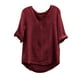 thumbnail image 3 of Conjunto de blusa de manga corta y pantalón con abertura para mujer, de mezcla de lino, con cuello redondo, informal, tejido suave y cómodo, para uso diario y en casa, sopatenor, 3 of 8