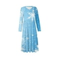 thumbnail image 6 of Christmas Dresses for Women Women's Fashion Dress Spring V-neck Long Sleeve Dress with Christmas Print for Holiday Party,Light Blue,XL, 6 of 6