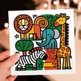 thumbnail image 7 of 3drose, Funny Cool Zebra, Lion, Giraffe, Elephant Jungle Animal Abstract, 6 Greeting Cards with Envelopes, 7 of 7