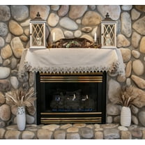 Neutral Earth Tone Beige Lace Mantel Scarf (19" x 90")