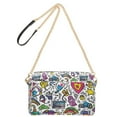 thumbnail image 2 of FORMRS Women Crossbody Purse with Chain Strap Vegan Leather Shoulder Handbag, White Doodle Pattern, 2 of 7